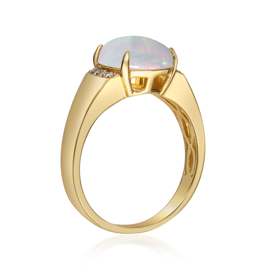 Kamila 10K Yellow Gold Oval Cut Natural African Opal Ring