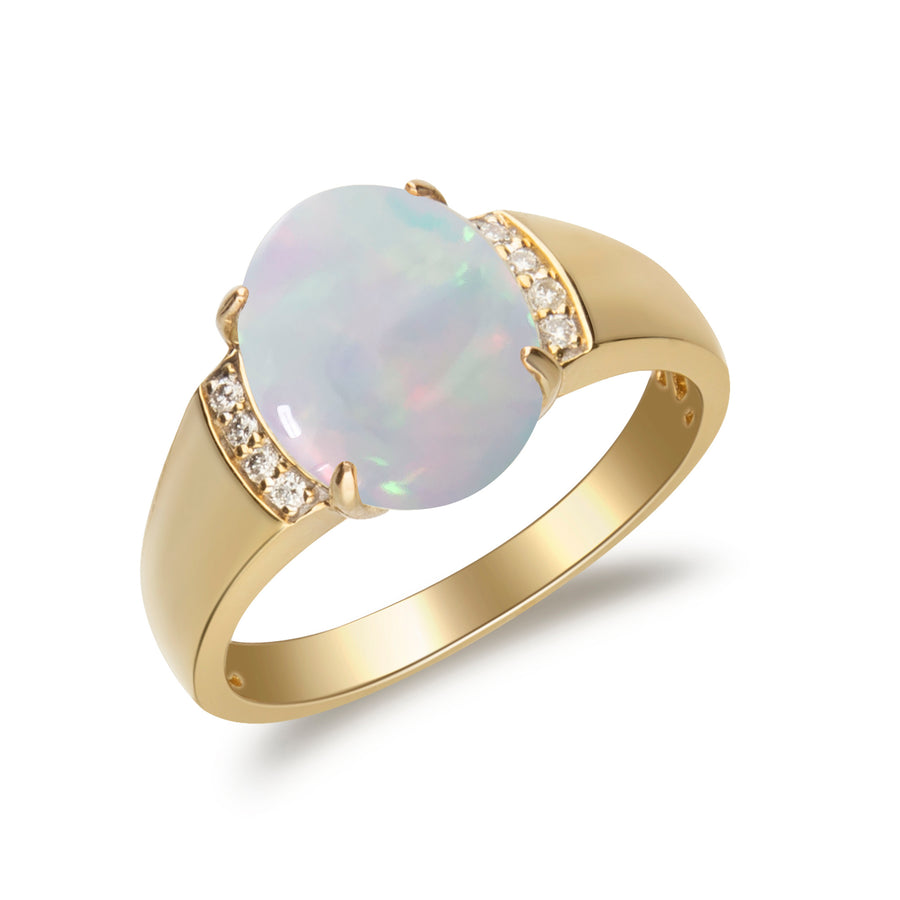Kamila 10K Yellow Gold Oval Cut Natural African Opal Ring