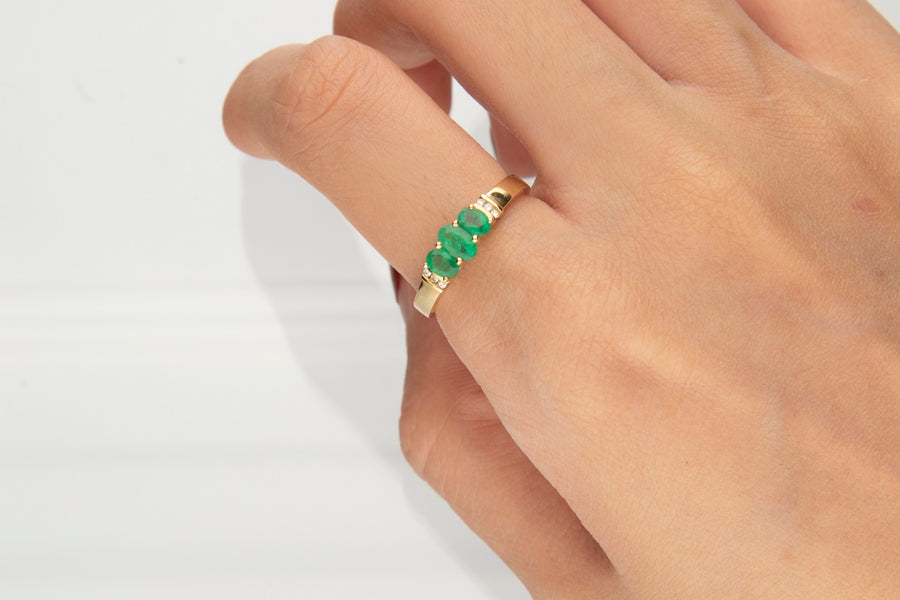 Aliyah 14K Yellow Gold Oval-Cut Emerald Ring