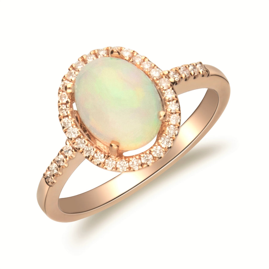 Rylee 14K Rose Gold Round-Cut Natural African Opal Ring