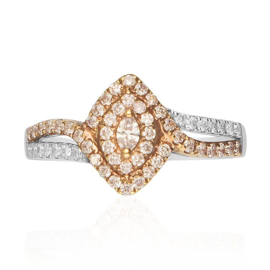 Macie 18K Triple Tone Gold Round-Cut Pink Diamond Ring