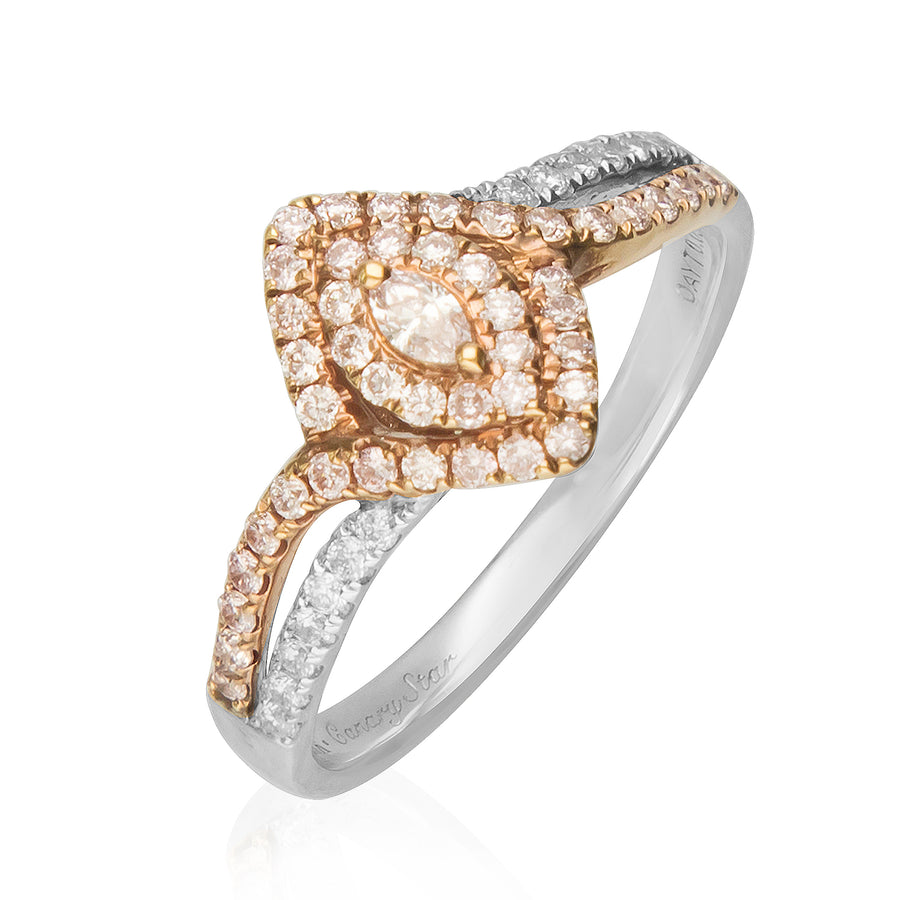 Macie 18K Triple Tone Gold Round-Cut Pink Diamond Ring