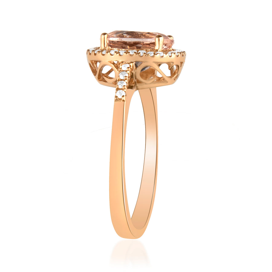 Helena 10K Rose Gold Oval-Cut Madagascar Morganite Ring