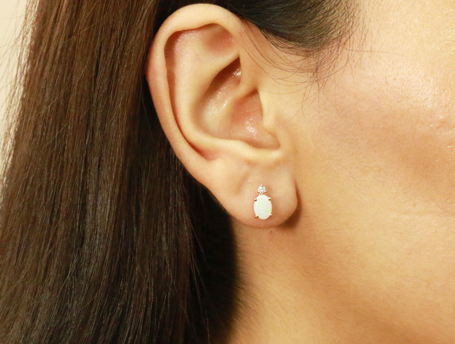 Margot 10K Rose Gold  Oval-Cut Natural African Opal Earring