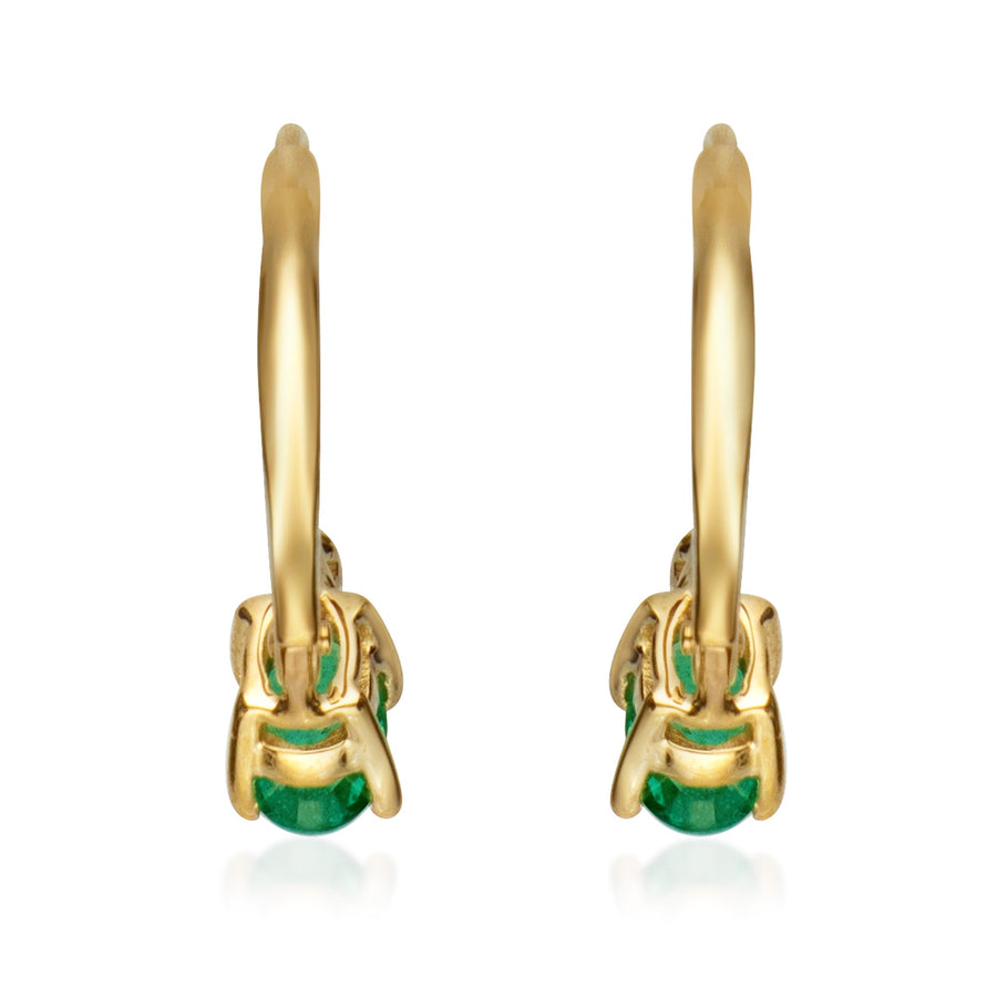 Blessing 10K Yellow Gold Oval-Cut Natural Zambian Emerald Earring