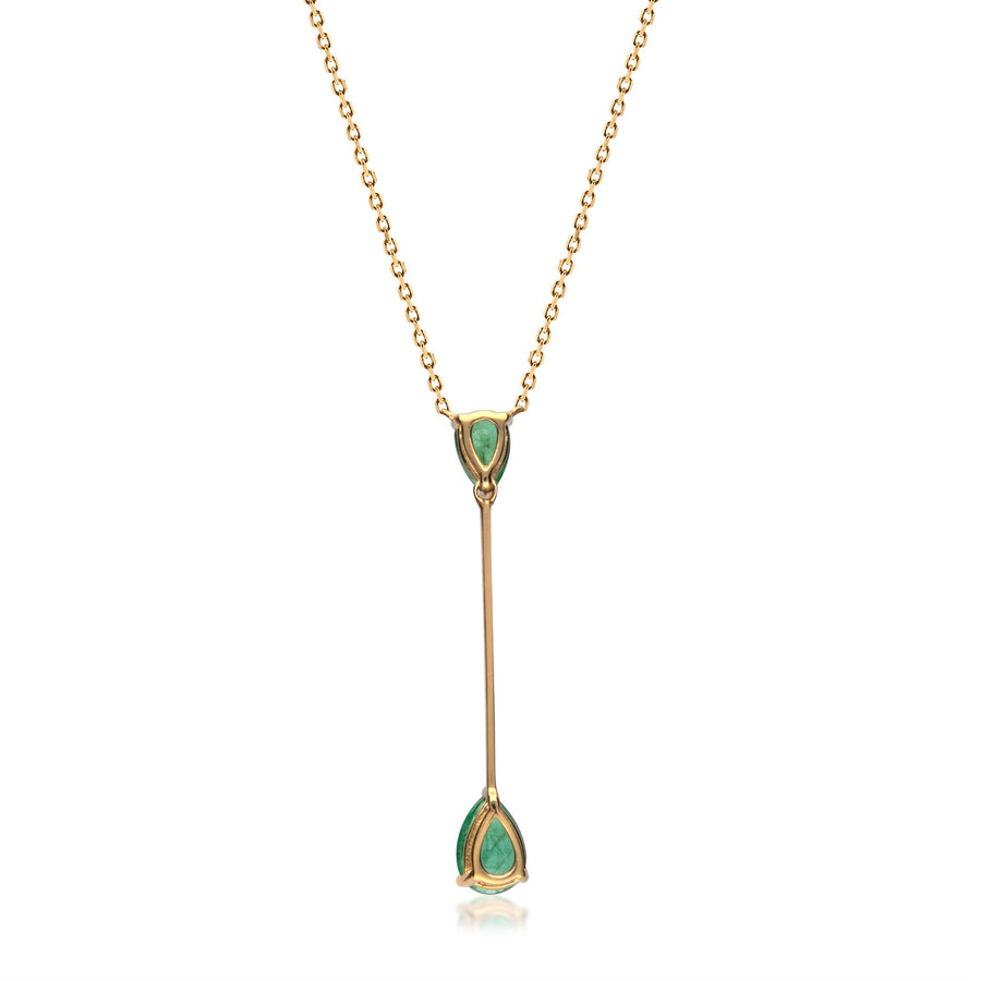 Ana 10K Yellow Gold Pear-Cut Zambian Emerald Necklace