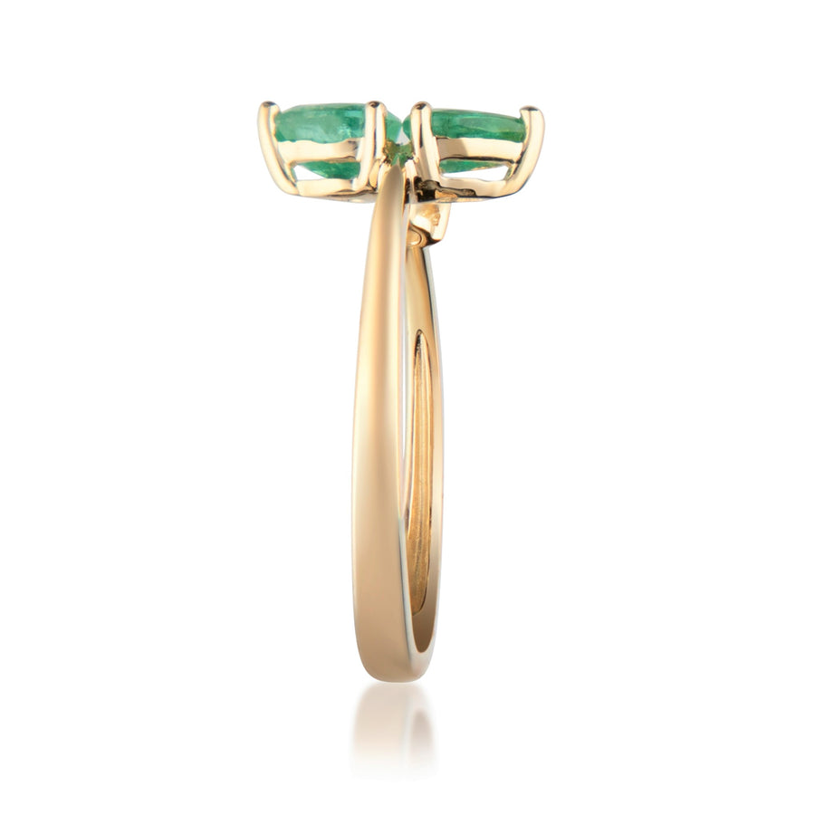 Enchanting Beauty: Zola 14K Yellow Gold Ring with Pear-Cut Natural Zambian Emerald
