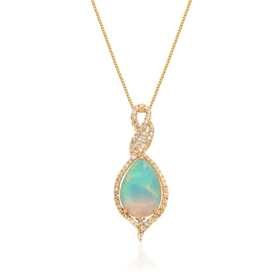 Dylan 14K Yellow Gold Pear-Cab Natural African Opal Pendant