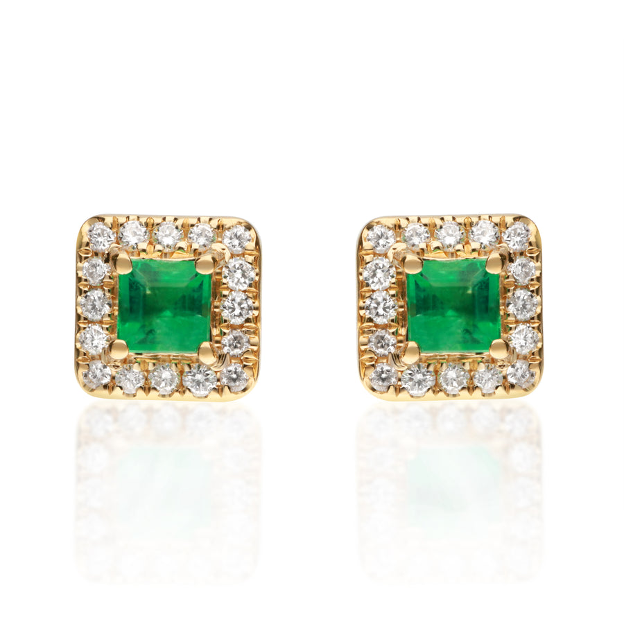 Brooklynn 10K Yellow Gold Square-Cut Natural Zambian Emerald Earring