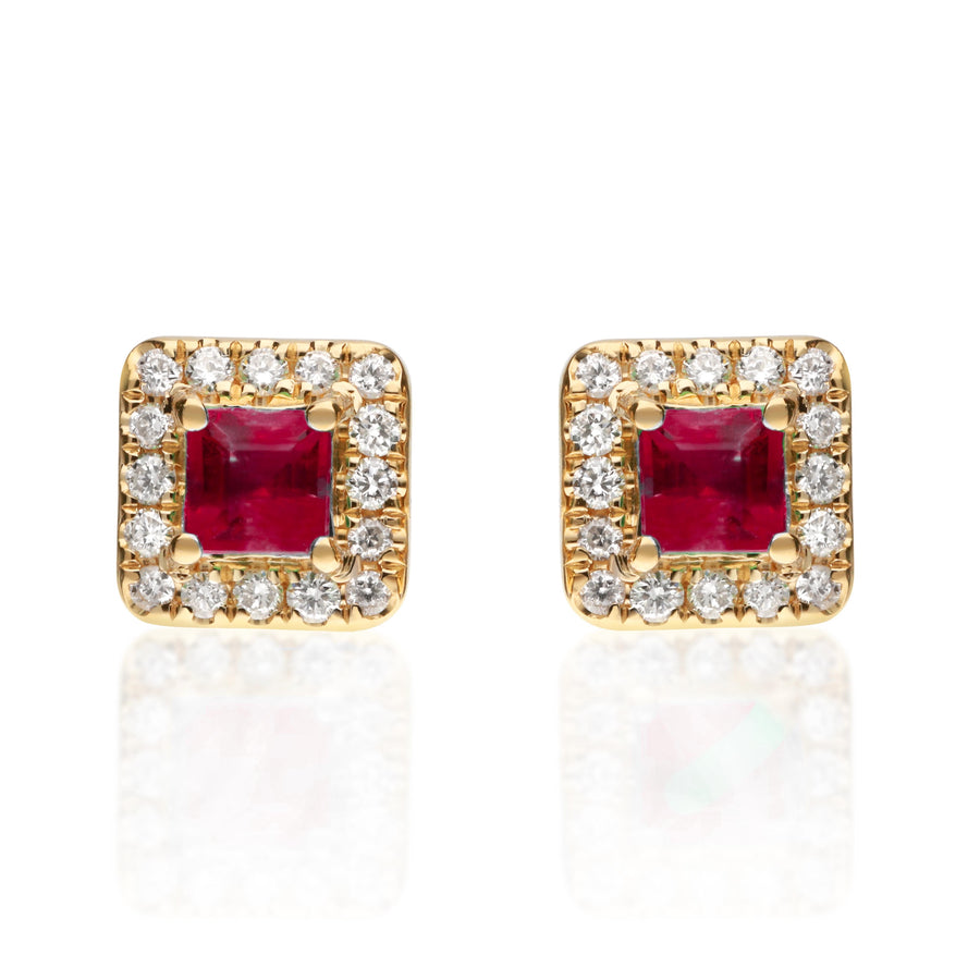 Maryam 10K Yellow Gold Square-Cut Mozambique Ruby Earrings