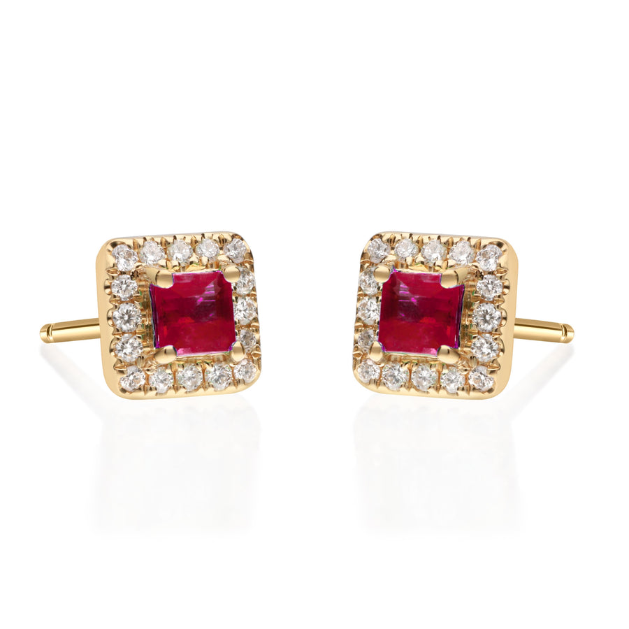 Maryam 10K Yellow Gold Square-Cut Mozambique Ruby Earrings