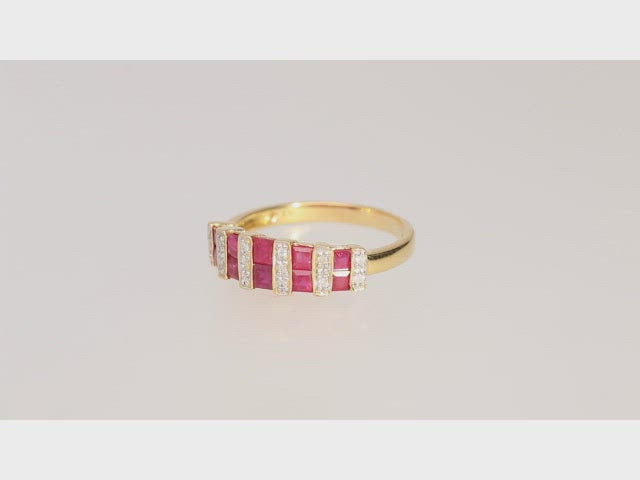 Willa 10K Yellow Gold Square-Cut Ruby Ring