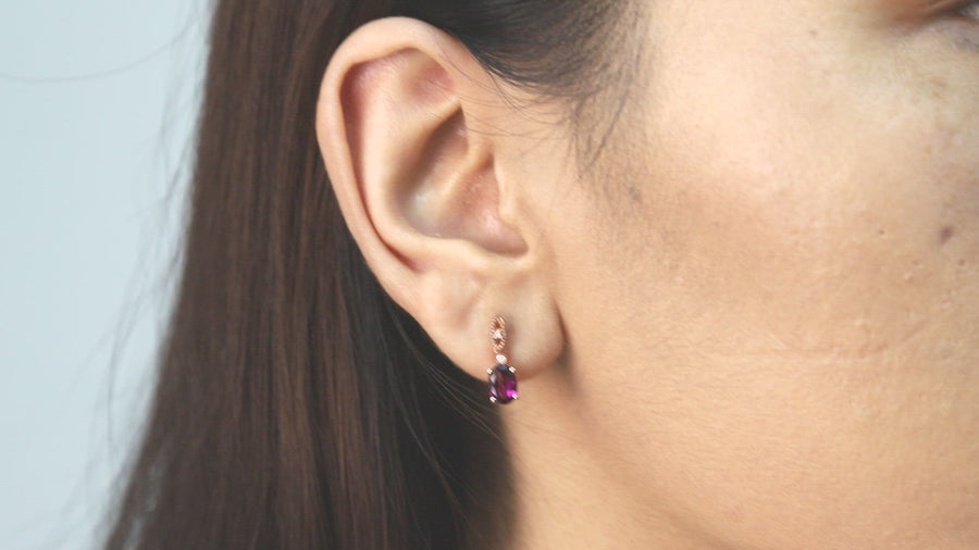 Miriam 10K Rose Gold Oval-Cut Rhodolite Earring