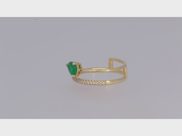 Serena 18K Yellow Gold Pear-Cut Emerald Ring