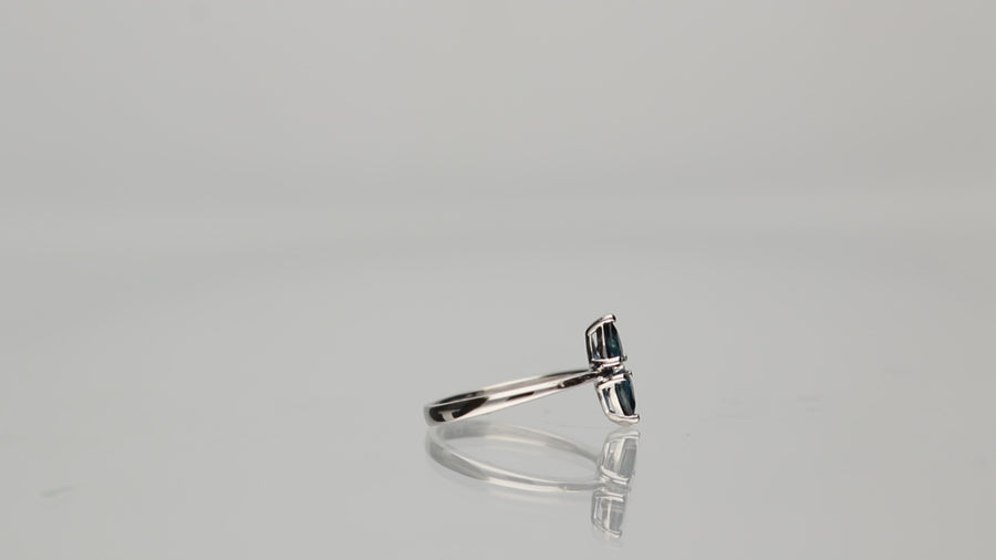 Denver 18K White Gold Pear-Cut Blue Sapphire Ring