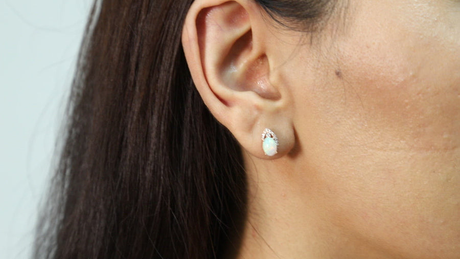 Sky 14K Rose Gold Oval-Shape Natural African Opal Earrings