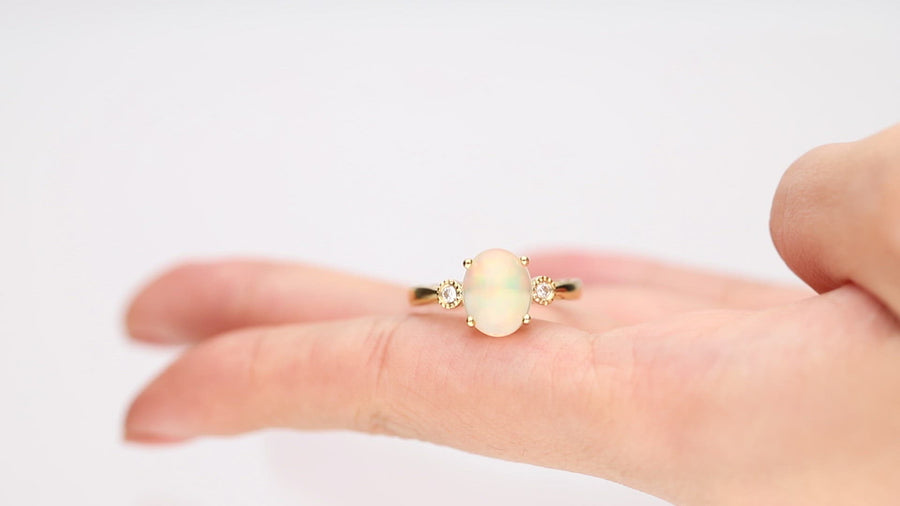 Danna 10K Yellow Gold Oval-Cabochon Natural African Opal Ring