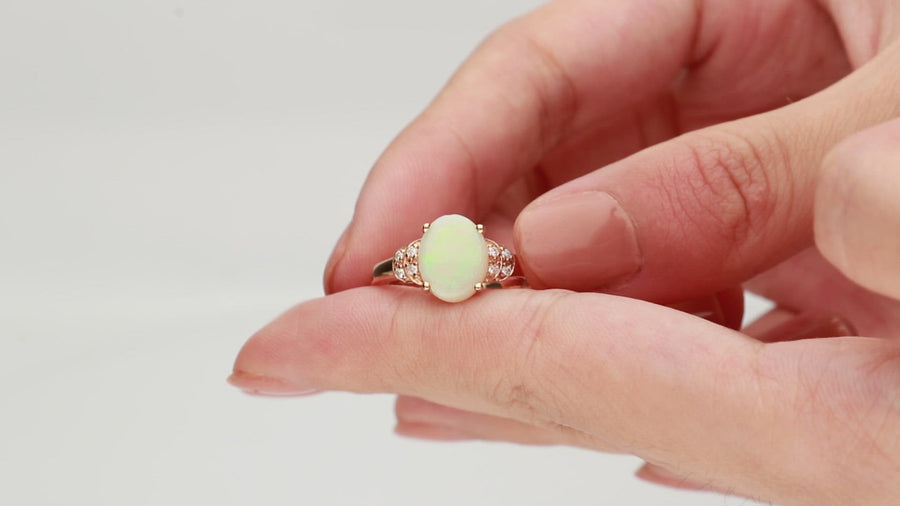 Aleah 10K Yellow Gold Oval-Cut Natural African Opal Ring