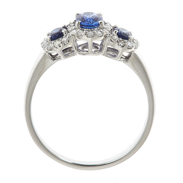 Melody 10K White Gold Oval-Cut Ceylon Blue Sapphire Ring