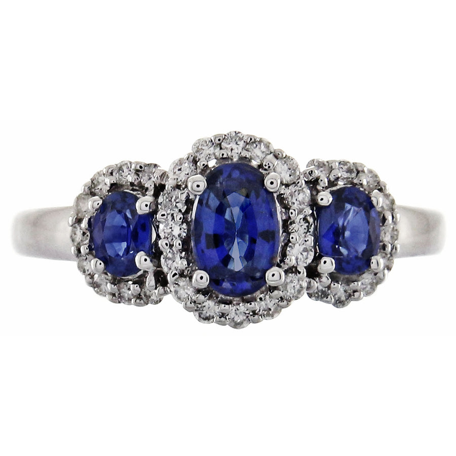 Melody 10K White Gold Oval-Cut Ceylon Blue Sapphire Ring