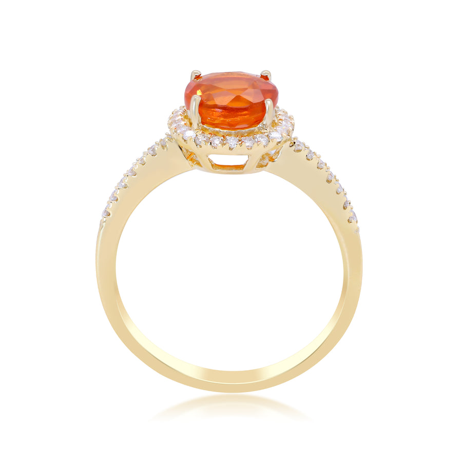Luisa 14K Yellow Gold Round-Cut Mexican Fire Opal Ring