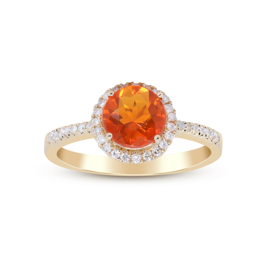 Luisa 14K Yellow Gold Round-Cut Mexican Fire Opal Ring