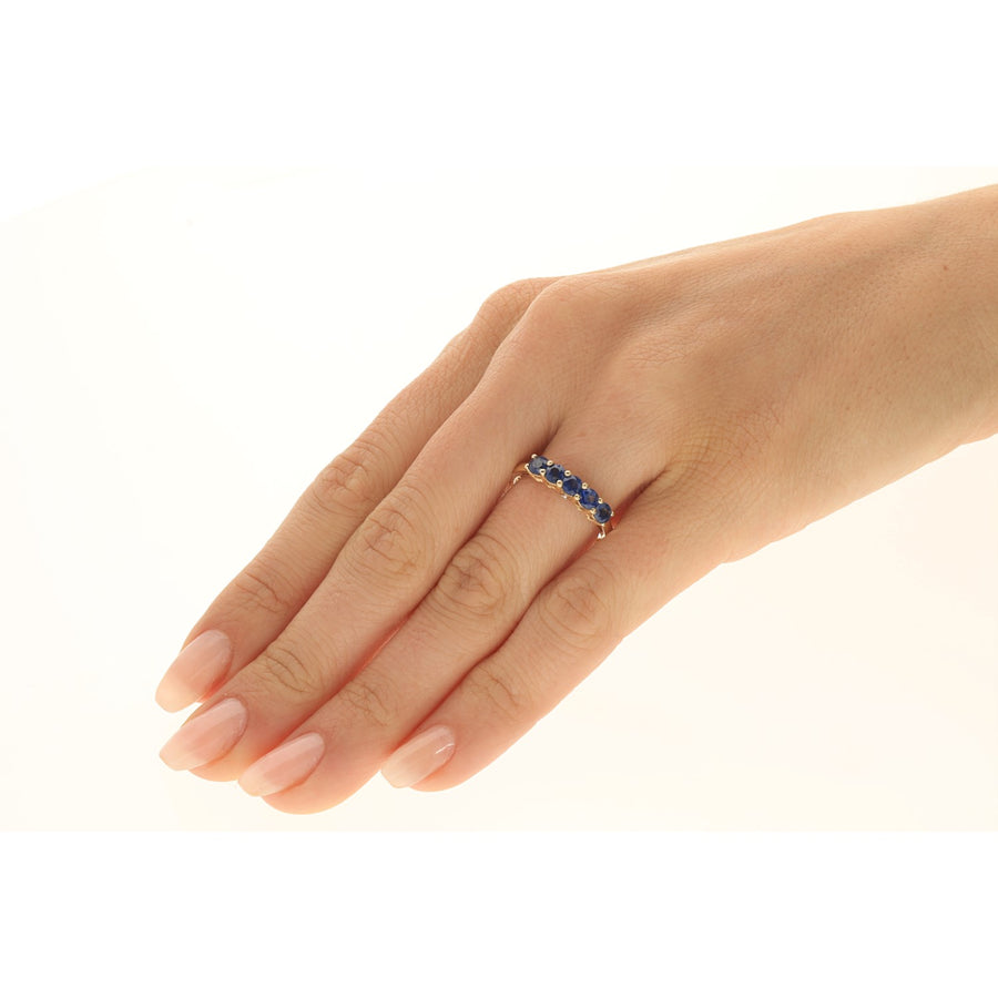 product 14K Yellow Gold Round-Cut Ceylon Blue Sapphire Ring