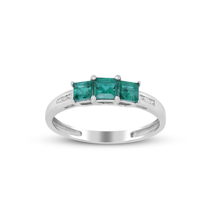 Valentina: 14K White Gold Ring with Square-Cut Emerald