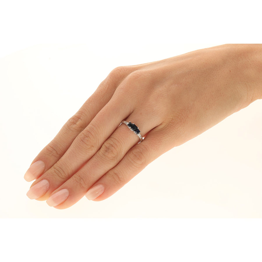 Nivea 10K White Gold square-Cut Blue Sapphire Ring