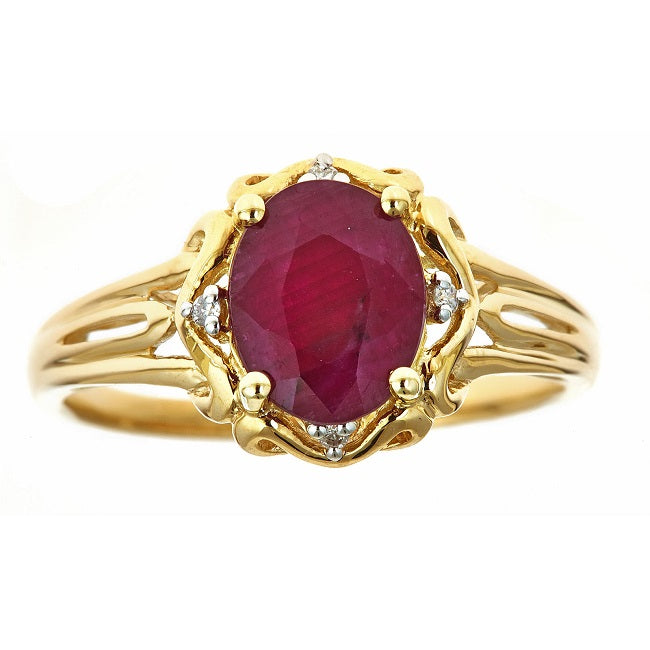 Chana 10K Yellow Gold Oval-Cut Mozambique Ruby Ring
