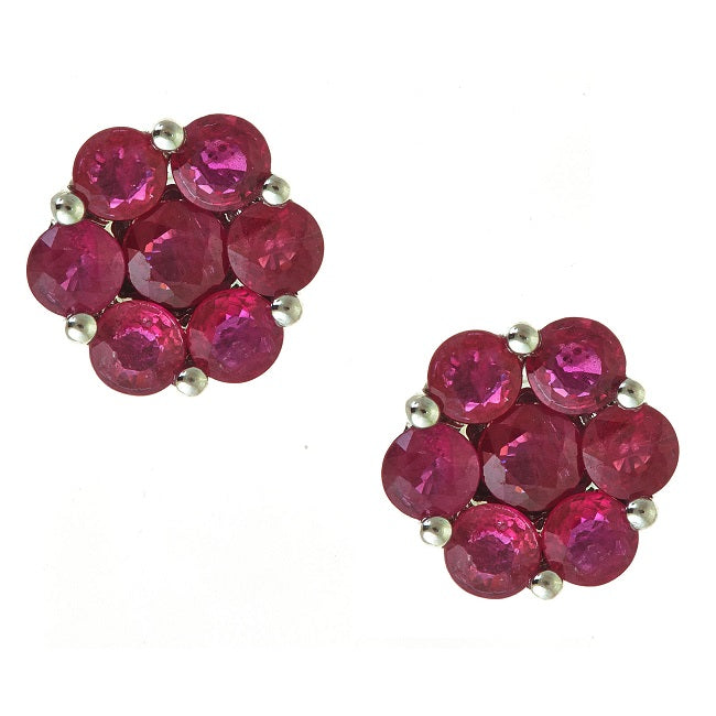 Adeline 14K White Gold Round-Cut Mozambique Ruby Earrings