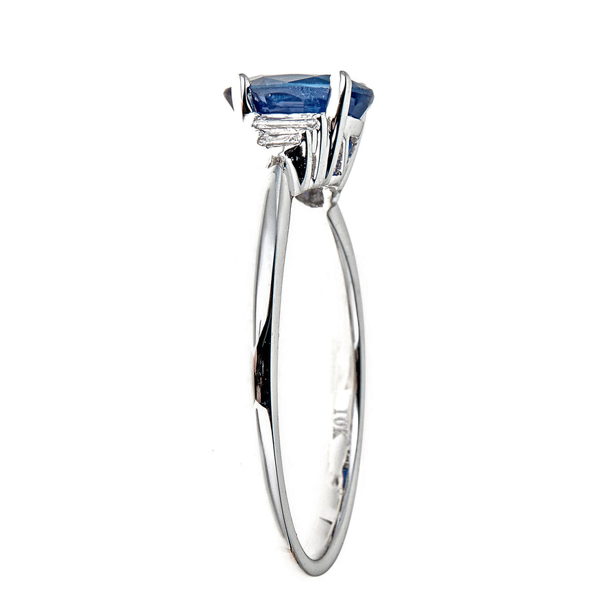 Adrianna 10K White Gold Oval-Cut Ceylon Blue Sapphire Ring