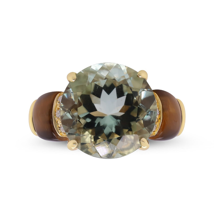 Stella 14K Yellow Gold Round-Cut Green Brazilian Amethyst Ring