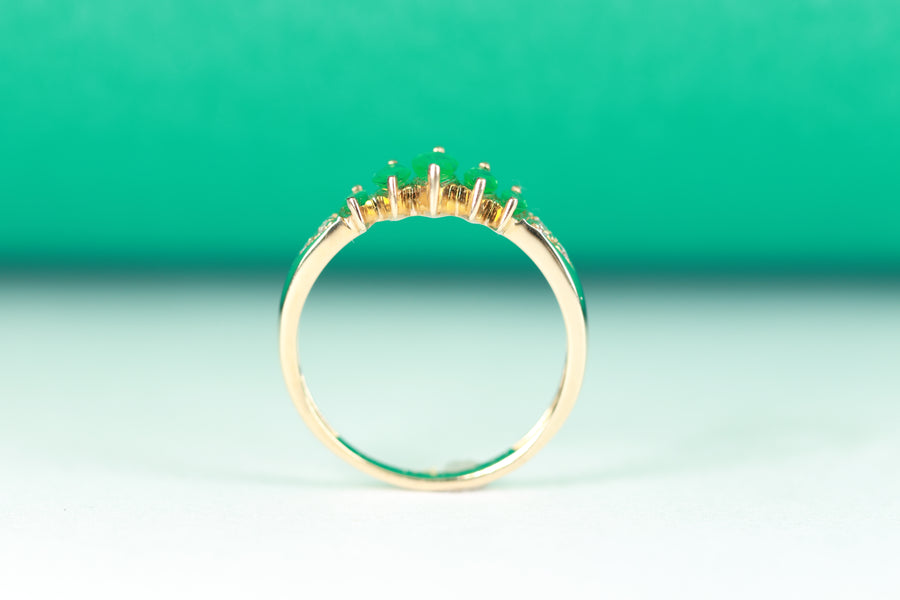 Regal Charm: Esther 10K Yellow Gold Marquise-Cut Natural Zambian Emerald Ring