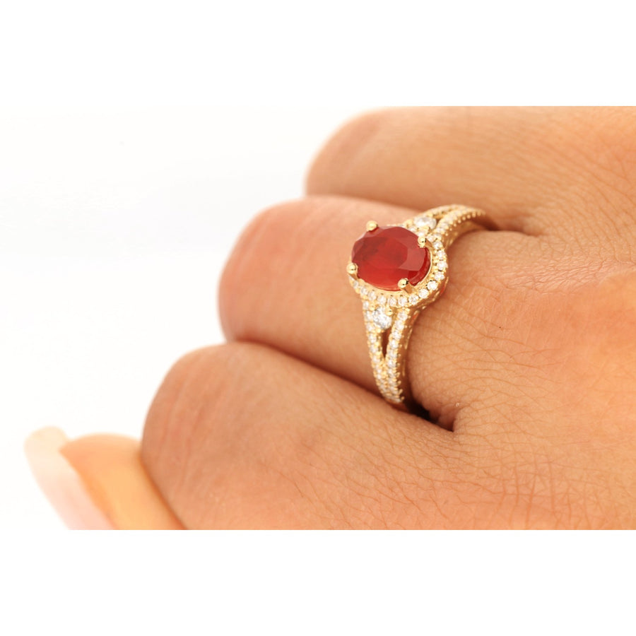 Jenna 14K Yellow Gold Oval-Cut Mexican Fire Opal Ring