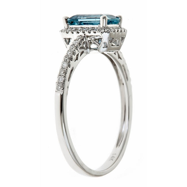 Jessier 10K White Gold Emerald-Cut Brazilian Aquamarine Ring