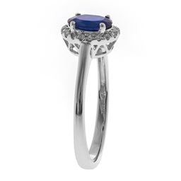 Melissa 10K White Gold Oval-Cut Blue Sapphire Ring