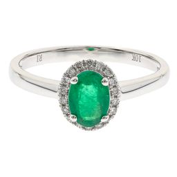 Miranda 10K White Gold Oval-Cut Natural Zambian Emerald Ring