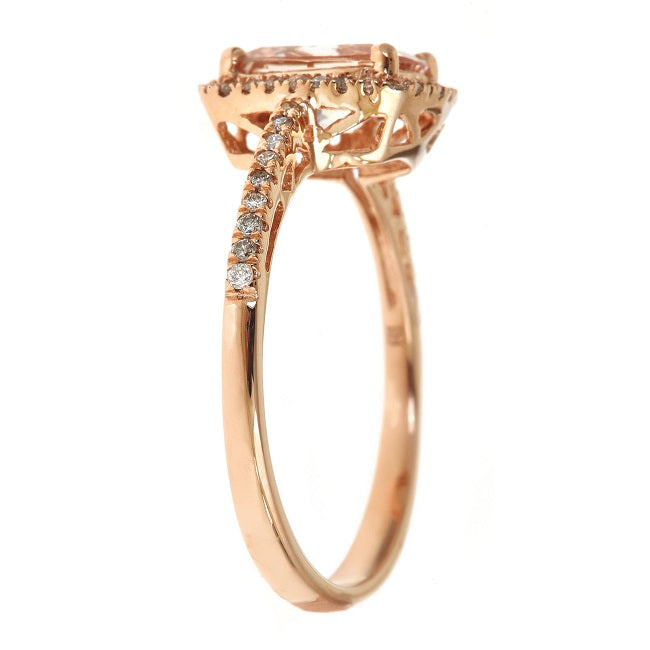 Theodora 10K Rose Gold Cushion-Cut Madagascar Morganite Ring