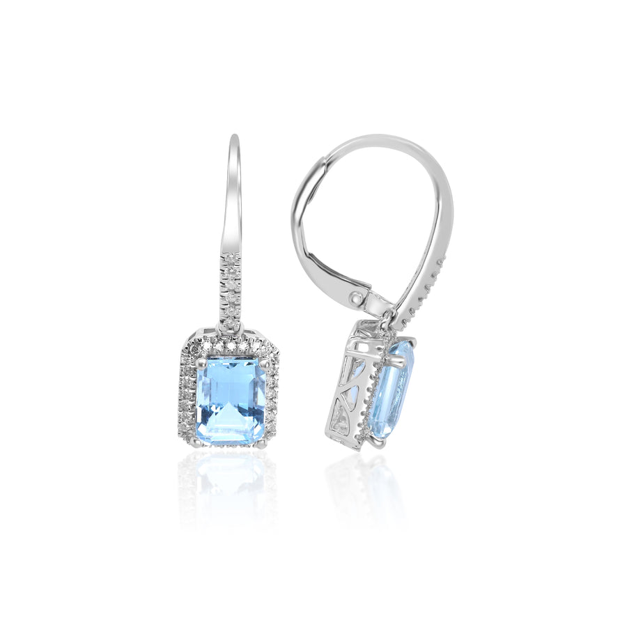 Esme 14K White Gold Emerald-Cut Aquamarine Earring
