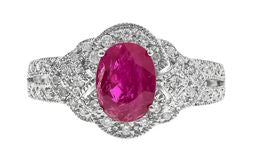 Zoey 14K White Gold Oval-Cut  Mozambique Ruby Ring