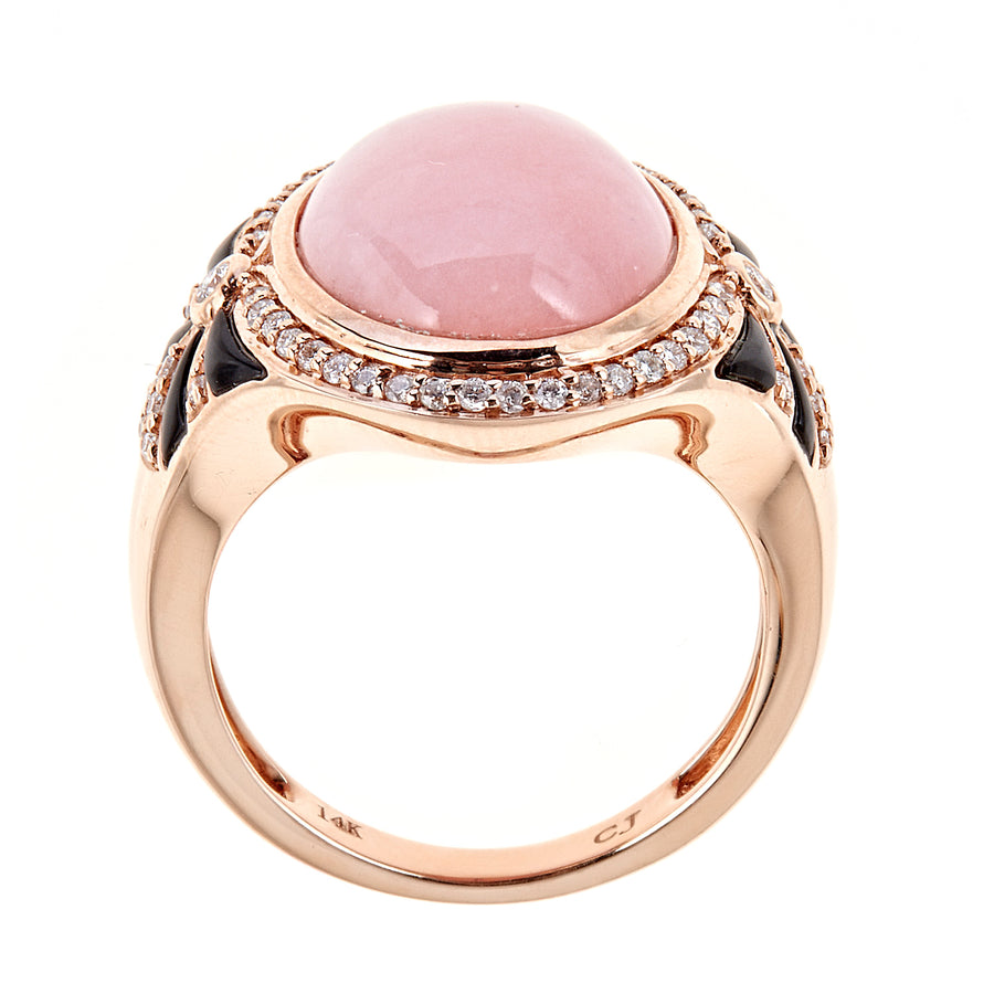 Valerie 14K Rose Gold Oval-Cabochon Pink Opal Ring