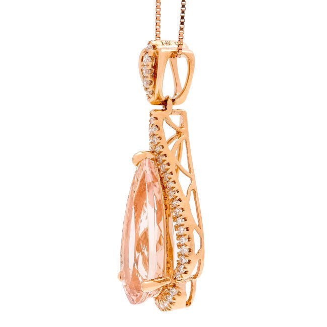 Tiffany 14K Rose Gold Pear-Cut Morganite Pendant