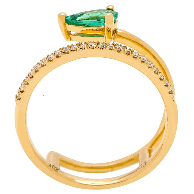Serena 18K Yellow Gold Pear-Cut Natural Zambian Emerald Ring