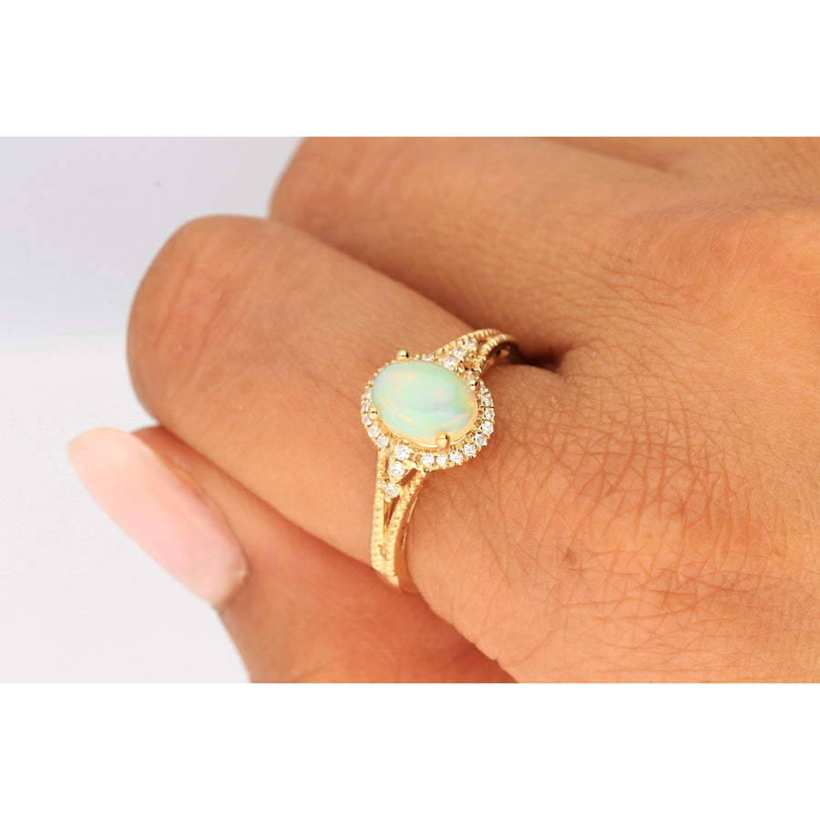 Layla 14K Yellow Gold Oval-Cut Natural African Opal Ring