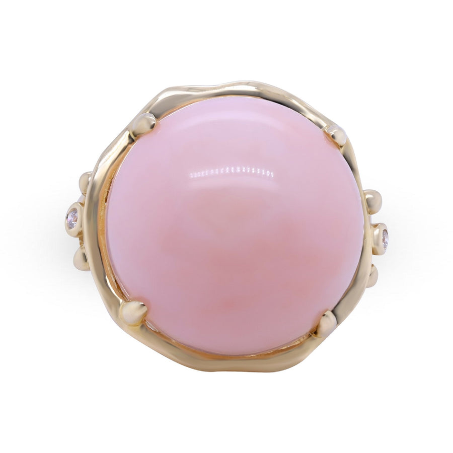 Zara 14K Yellow Gold Round-Cab Peruvian Pink Opal Ring