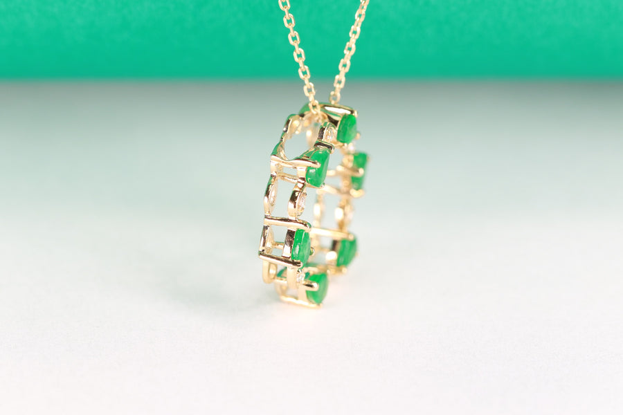 Amelia 10K Yellow Gold Pear-cut Natural Zambian Emerald Pendant