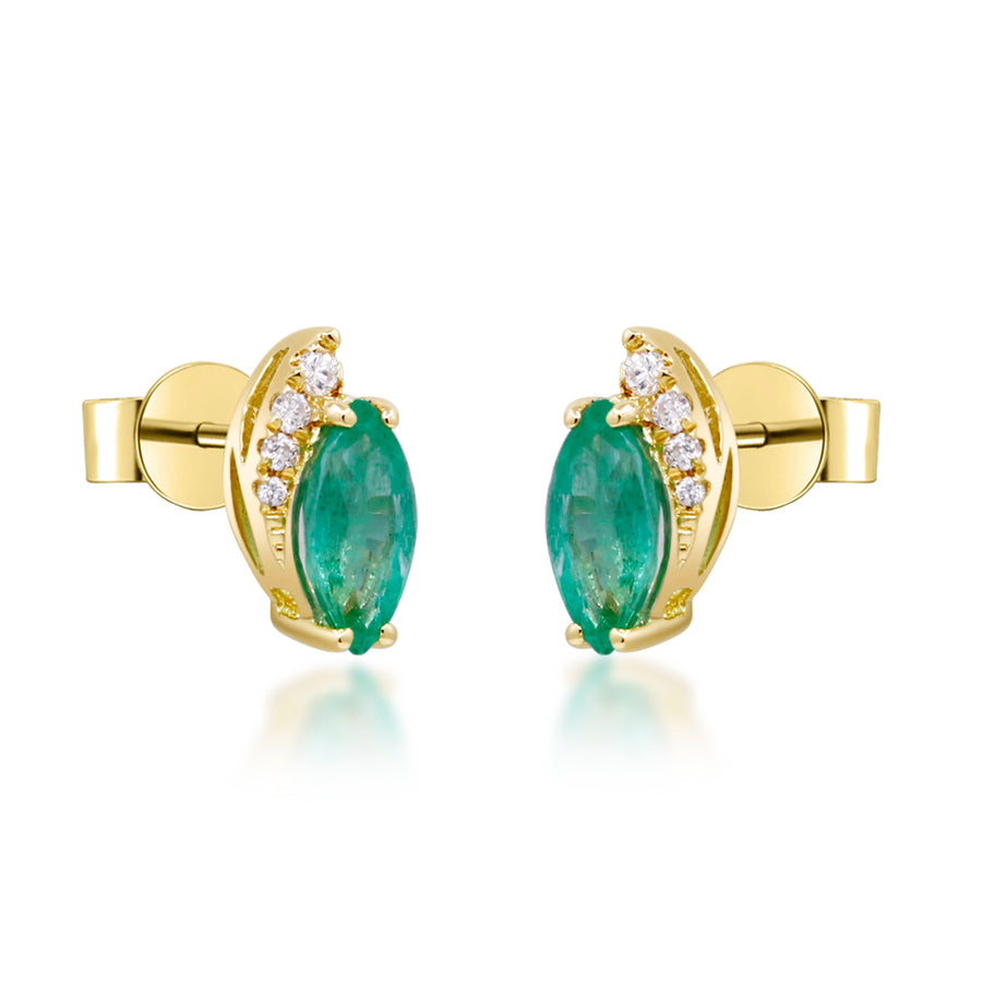Makenna 10K Yellow Gold Marquise-Cut Emerald Earrings