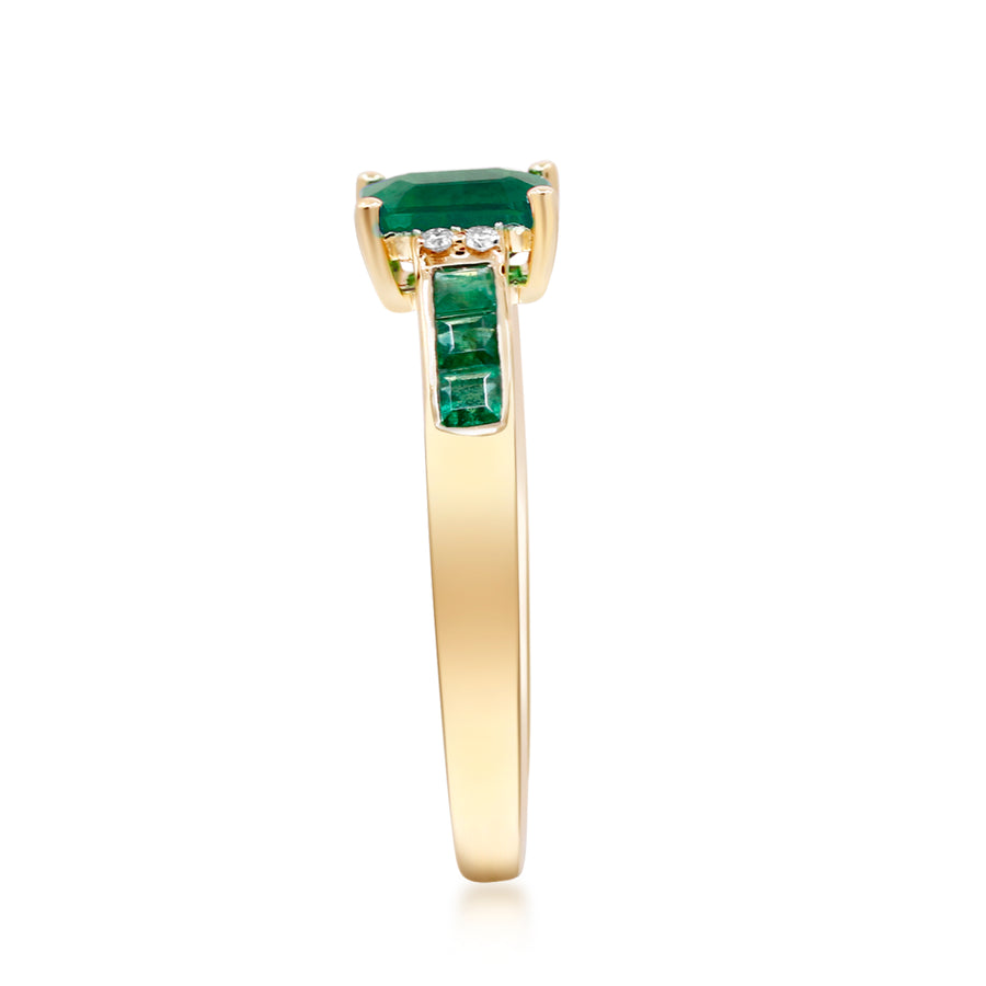 Raina 10K Yellow Gold Emerald-Cut Natural Zambian Emerald Ring