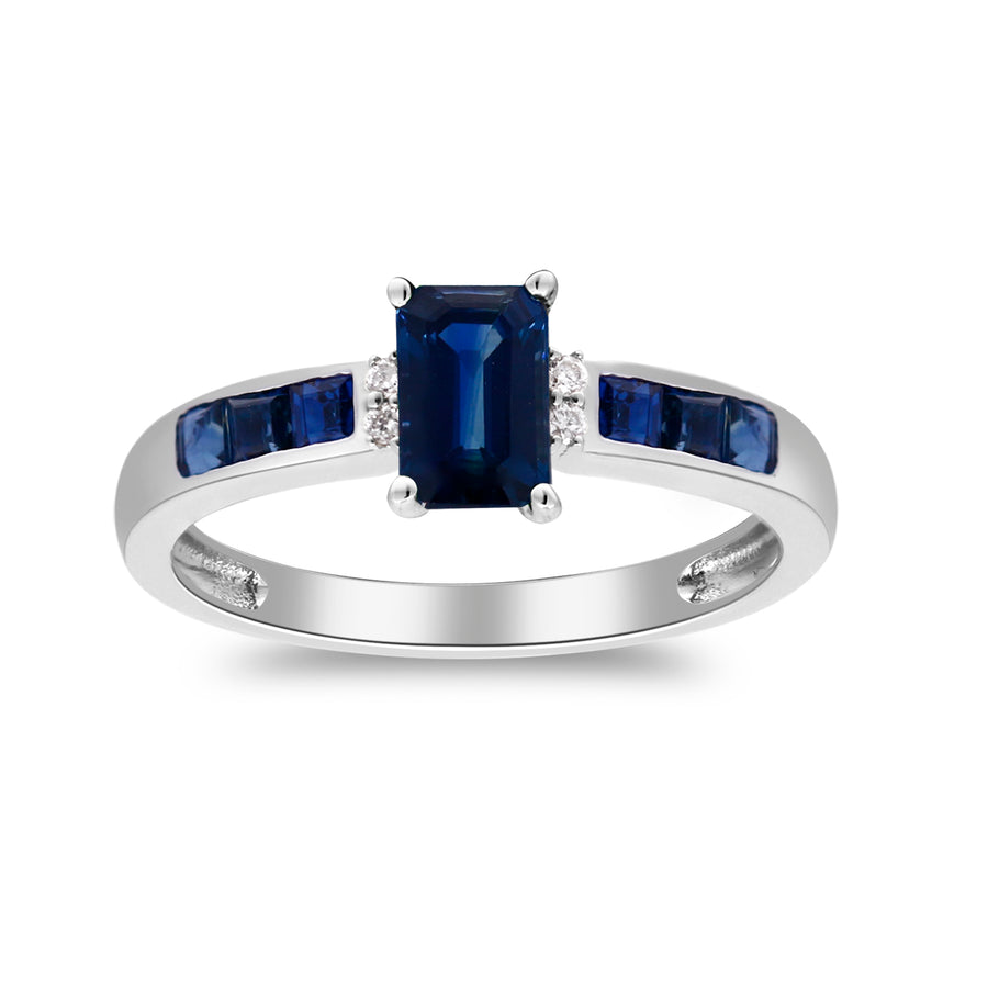 Lyla 10K White Gold Emerald-Cut Blue Sapphire Ring